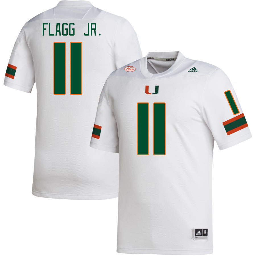 Men #11 Corey Flagg Jr. Miami Hurricanes College Football Jerseys Stitched-White